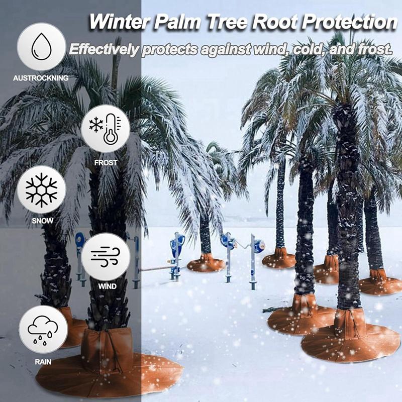 A023-2 Pack Winter Protection For Palm Trees Root - Palm Root Protection Bag, Thermal Plant Cover Protector With Drawstring