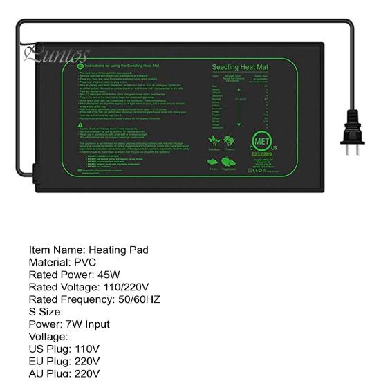 Нагревательный коврик для прорастания растений, энергосберегающий, быстрый нагрев, водонепроницаемый, мягкий, легко чистящийся, огнестойкий нагревательный коврик