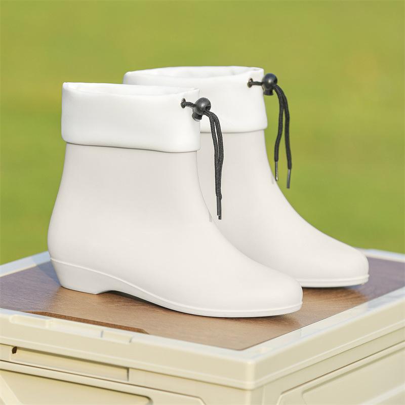 New Fashion Rain Shoes Women's Wear Versatile Bundle Mouth Water Shoes Sweet Student Water Boots Thickened Wear-resistant Rubber Shoes