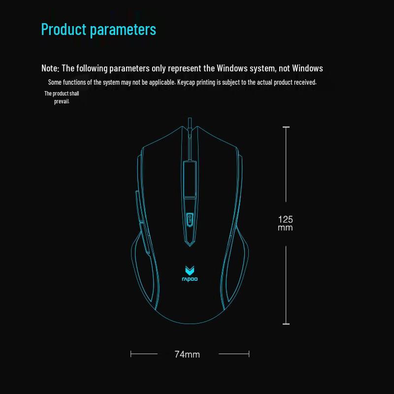 Проводная эргономичная игровая мышь Rapoo V20S