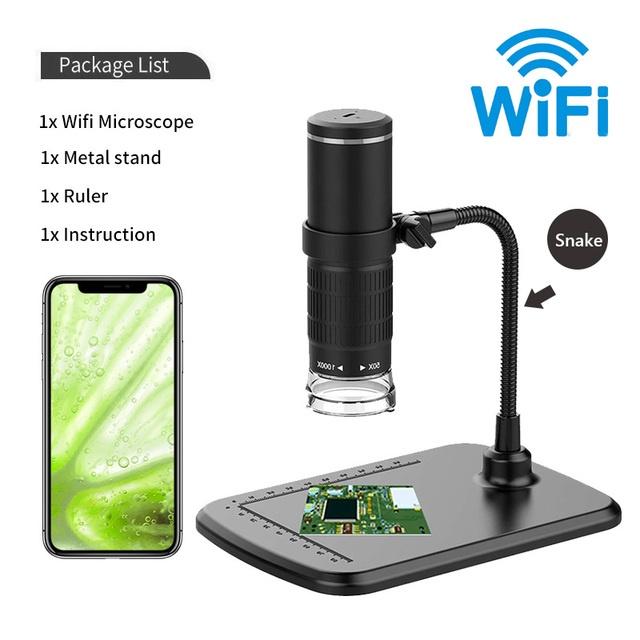 3 в 1 HD 1000X Цифровой микроскоп Светодиодный USB WiFi Микроскоп Камера для микроскопа мобильного телефона со штативом для смартфона Инструменты для проверки печатных плат