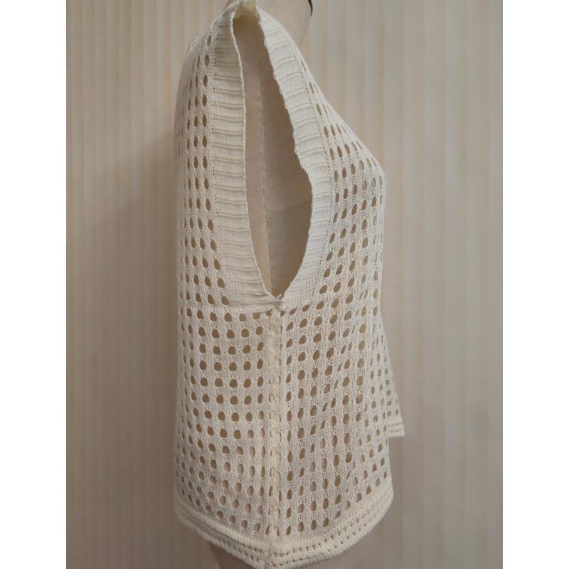 Летний тонкий ажурный трикотажный жилет с V-образным вырезом, женские топы