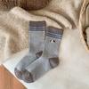 Coffee Color Warm Velvet Embroidery Versatile Trendy Socks Puppy Mid-Leg Socks Plush Warm Stockings Are One Size