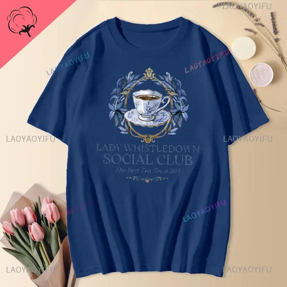 Funny Pink Unisex Cotton Tshirt Sprinkled Tea Lady Whiston Shirt Social Short Sleeve Tops Whistledown Retro Shirt Tv Show Tshirt