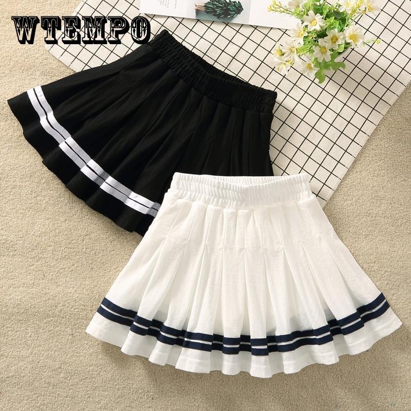 Girls' Pleated Skirt Korean High Waist Skirt Spring Summer School Skirt Children's Striped Performance Skirt