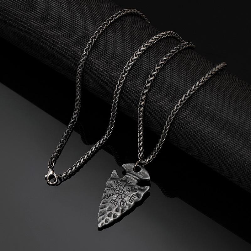 Norse Viking Necklace Vegvisir Symbol Compass Wolf Head Raven Hammer Pendant Vintage Stainless Steel Jewelry for Men Women