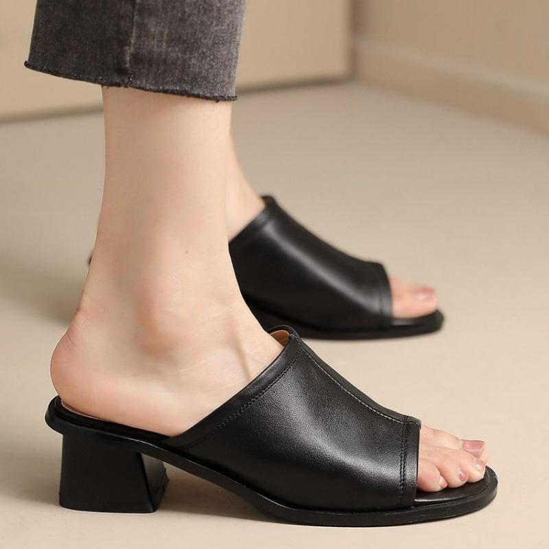 Shoes Female Basic Women's Slippers Fashion Peep Toe Daily Slippers Women Summer Solid Heels Women  Mujer