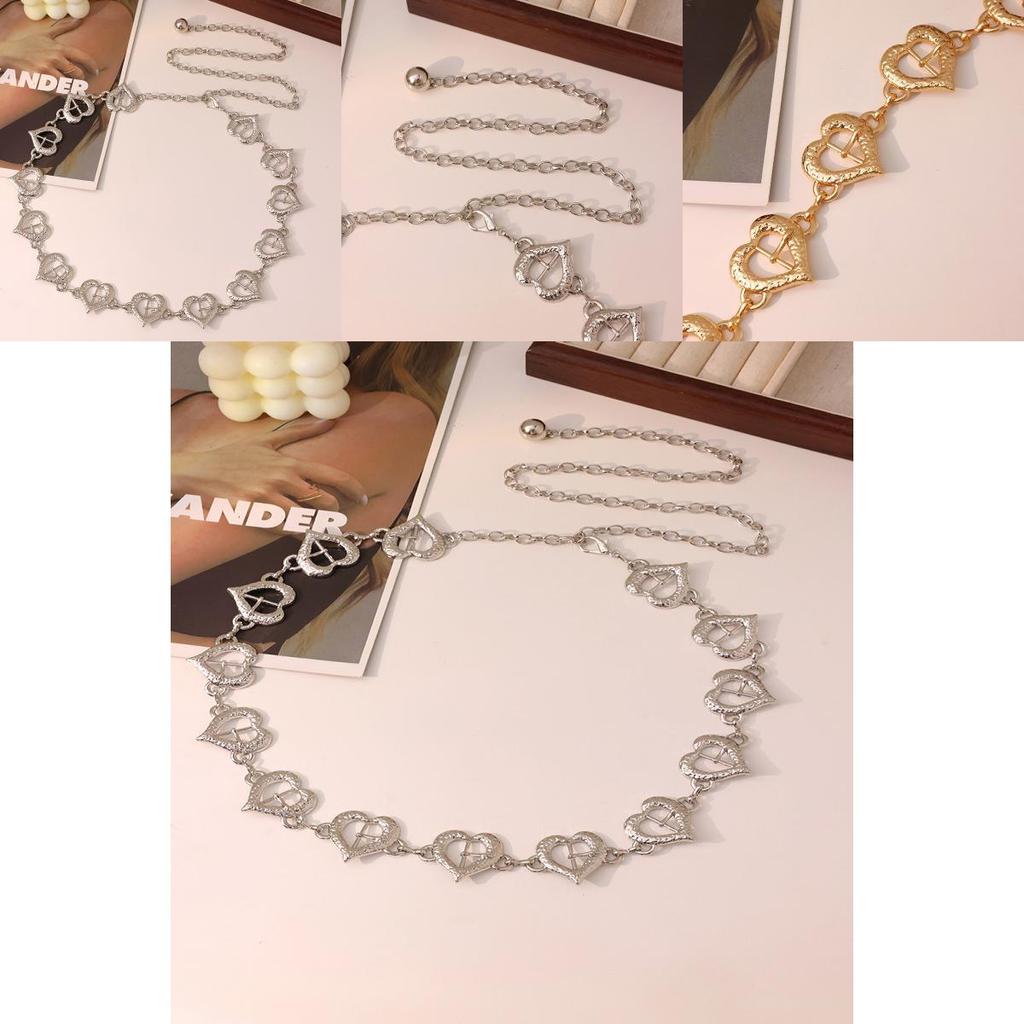 Modern Heart Pendant Metal Waist Chain With Engraving For Women Formal And Casual Outfits