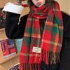 Осень И Зима Новый Клетчатый Шарф Для Женщин Корейский Стиль Универсальная Шаль Теплый Рождественский Шерстяной Шарф На Шею