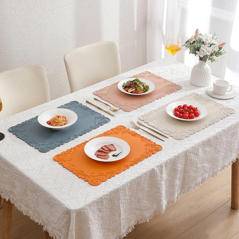 1/4/6PCS Square Placemats Shaped Faux Leather Table Mats Pad Kitchen Accessories Outdoor Indoor Christmas Place Mats Pad Orange