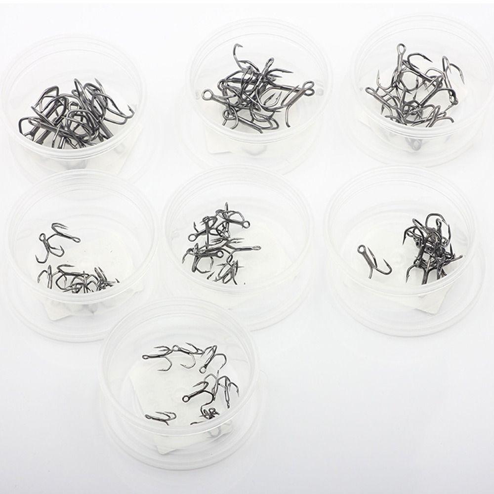 Durable Barbed Hooks Ahite Nickel Sharpened Treble Jig Fishhooks High Carbon Steel Fishing Tackle