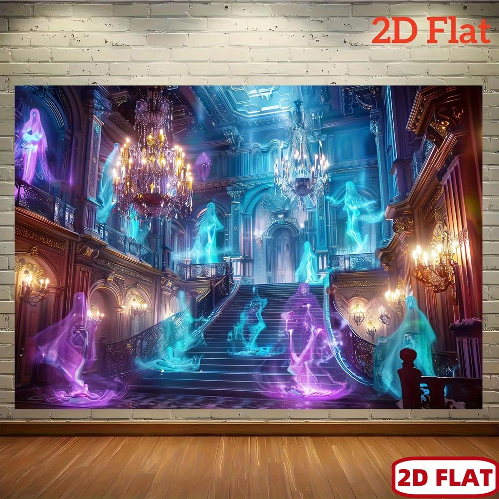 2D flat banners, decoration for spooky ghost house parties, perfect for Halloween and ghost-themed events