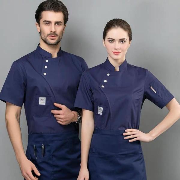 Куртка шеф-повара с коротким рукавом для мужчин и женщин, рубашки для кухонного повара, унисекс, униформа официанта в ресторане, топ