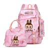 3Pcs/set Cute Printed Backpack Lunch Bag Pencil Case Teen Child Girl Kid Schoolbag Student Bookbag Knapsack Women Travel Bag Gift
