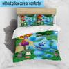 Cartoon Blue dog 3pcs Bedding,Including 1pc Duvet Cover And 2pcs Pillowcases Perfect for Christmas,Ideal for Bedroom, Dormitory