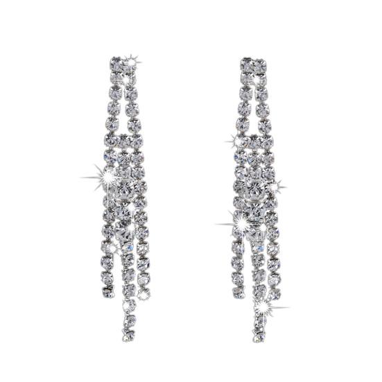 1 комплект, комплект свадебных серег и ожерелья, ювелирные изделия с кисточками и стразами, блестящие серьги-колье-колье для свадьбы