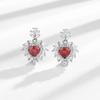 Caibao Premium Light Luxury Pigeon Blood Red Temperament Jewelry Earrings Ring Necklace Pendant Set Combination