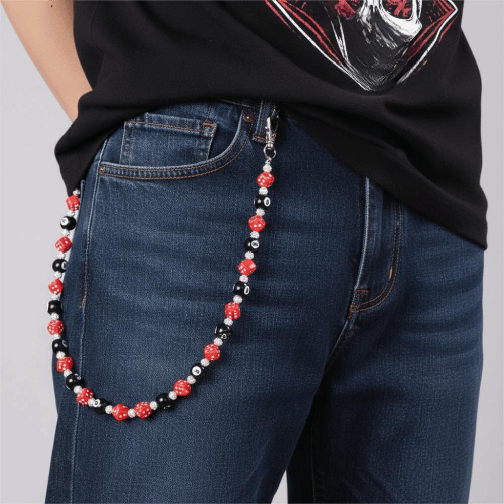 Billiard Ball Metal Pants Chain Zinc Zinc Zinc Alloy Punk Belt Chain Fashion Colorful Dice Waist Chain Male