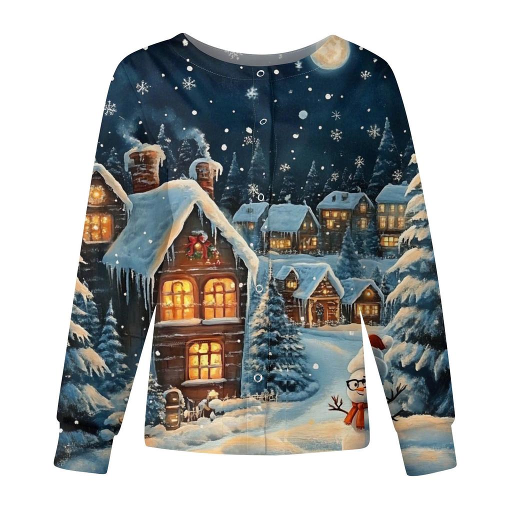 Женские топы с длинными рукавами и карманами, рабочий воротник-стойка, однобортный защитный комбинезон, куртка, рождественский топ