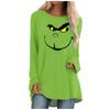 Модная женская повседневная футболка больших размеров с длинными рукавами и круглым вырезом с принтом