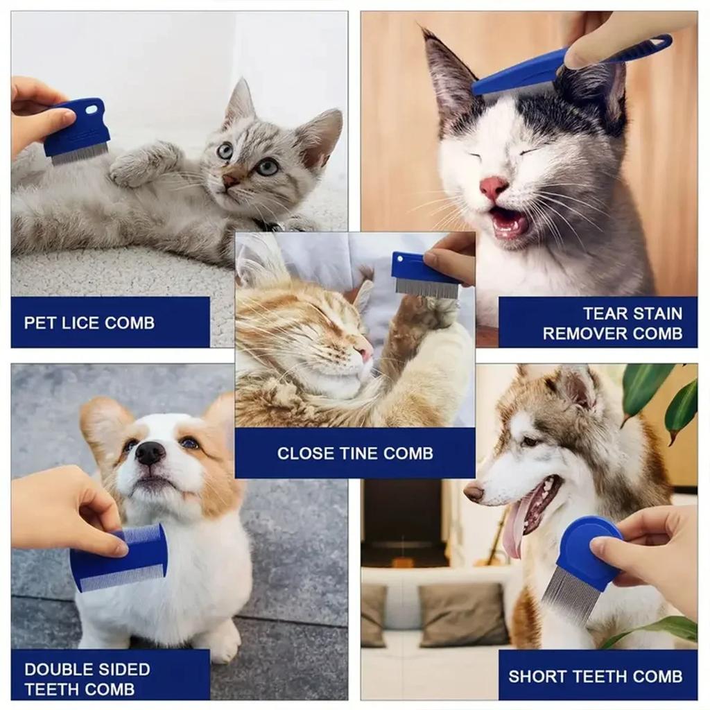 6 шт./набор Расческа от блох для домашних животных Расческа от головных вшей из нержавеющей стали Расческа для груминга кошек Удаляет слизь и корочки Маленькая расческа от вшей и блох