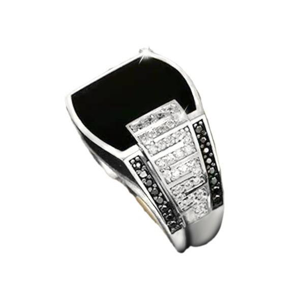 Jewelry Men's Mirror Black Zircon Ring Luxury and Domineering Ring