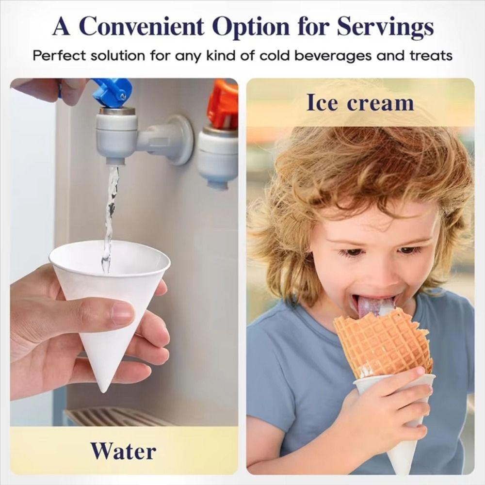 250 шт. 3,7 унции Белые бумажные конусные стаканчики Непротекаемые конусные праздничные столовые приборы Одноразовые бумажные стаканчики Спортзалы