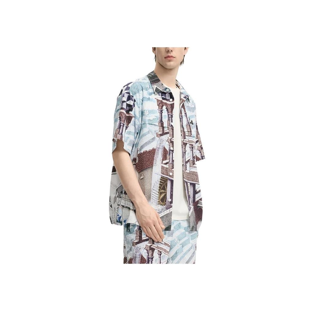 New FILA x M.C.ESCHER Shirt Men's All Over Print F11M538403FZA