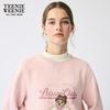 Teenie Weenie Women's Bear Embroidered Round Neck Sweatshirt