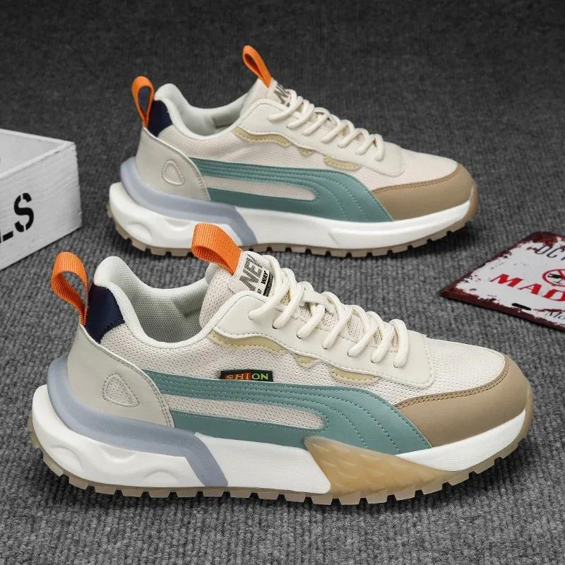 Модные мужские кроссовки, повседневная обувь класса люкс, новые сетчатые дышащие спортивные кроссовки для мужчин, кроссовки на платформе со шнуровкой, теннисные туфли для мужчин