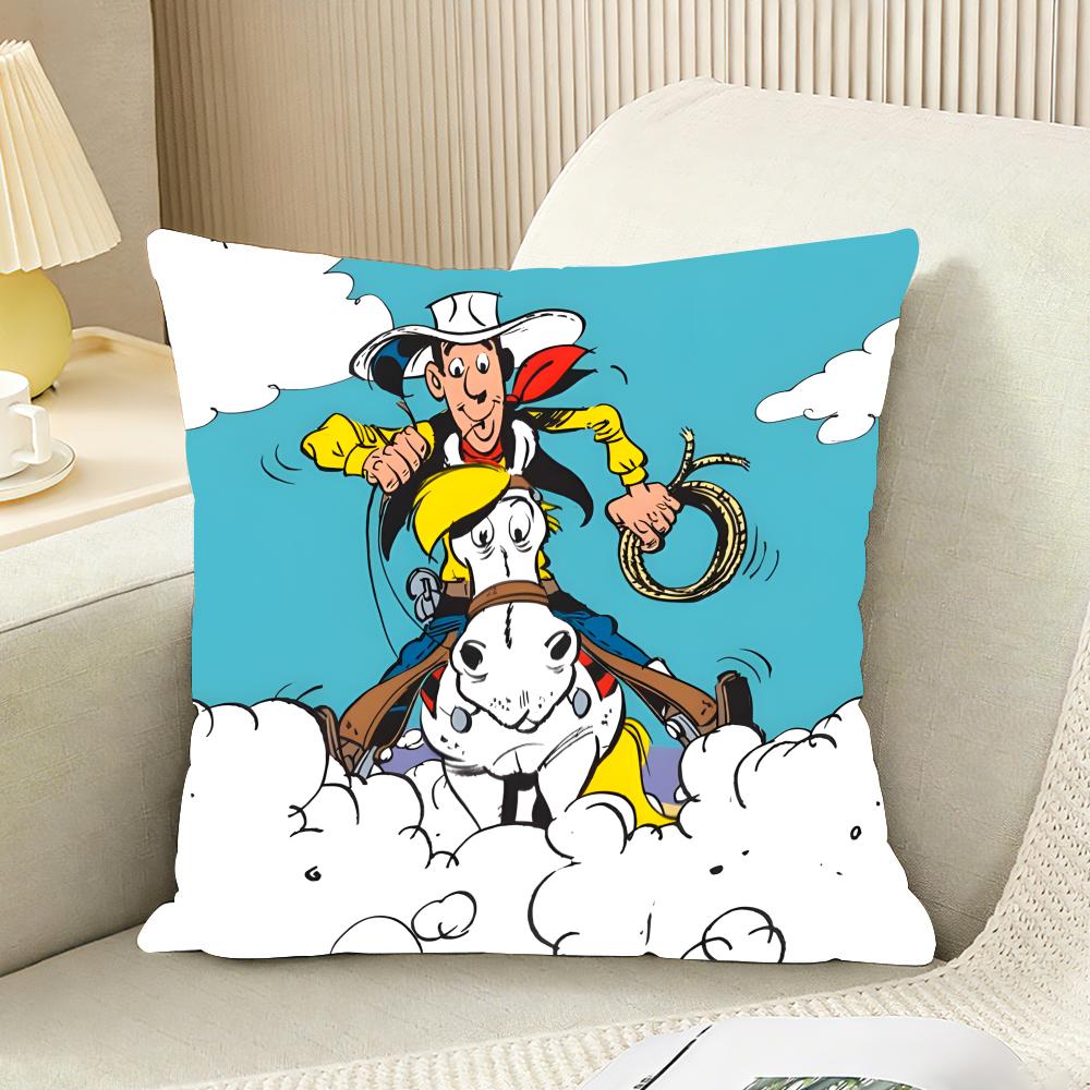 Мультяшная Наволочка С Lucky Luke, Двусторонняя Плюшевая Наволочка Для Подушки, Декоративная Наволочка В Подарок Для Автомобиля, Дивана, Спальни
