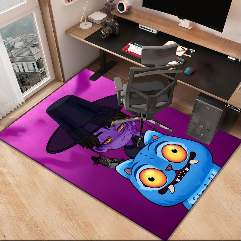 Colorful Kpop cartoon Office Rug Chair Mat, Game Carpet, Suitable for Front Door, Bedroom, Living Room, Desk, Holiday Gift