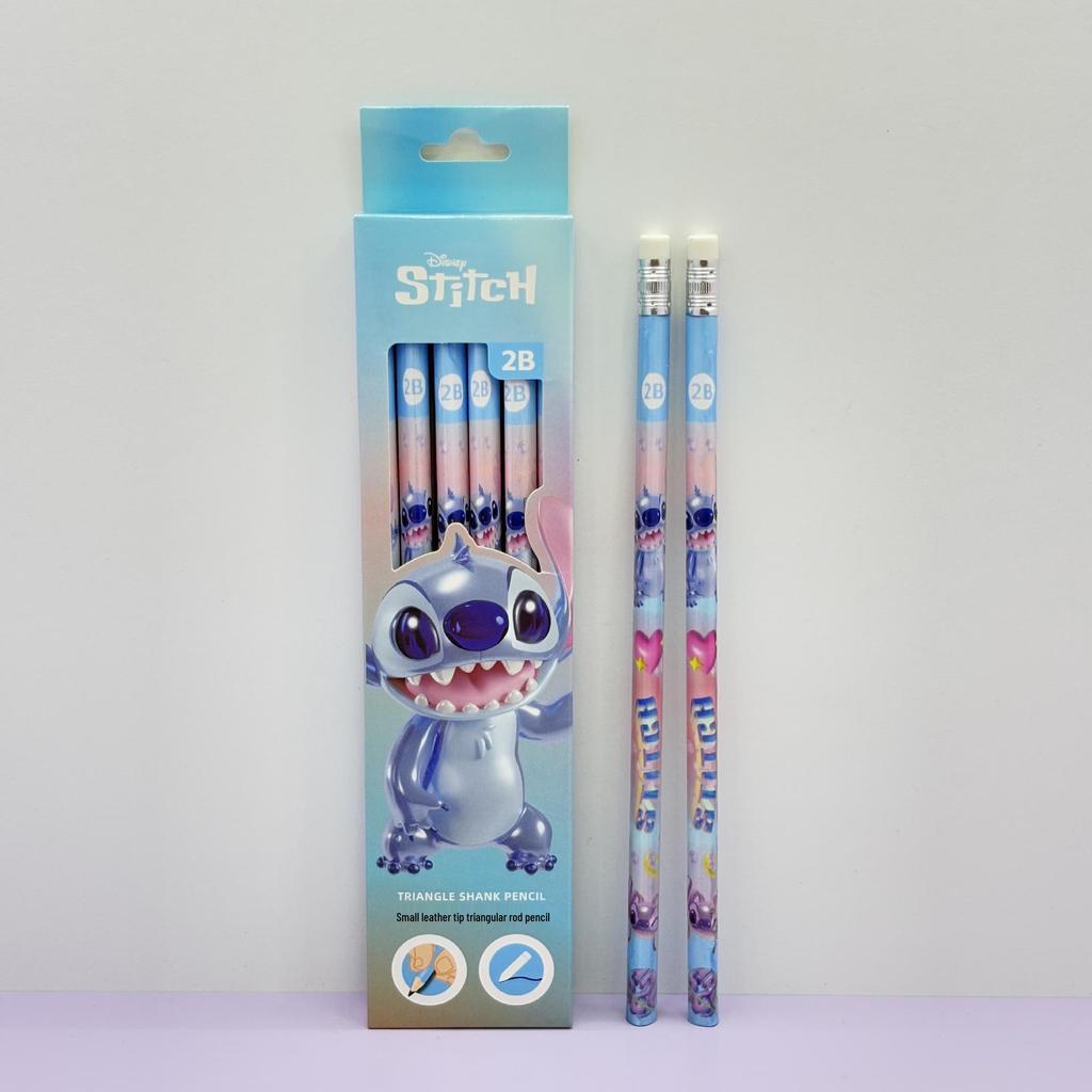 12-Piece Cartoon Triangular 2B Pencils with Eraser Head for Students