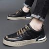 Fashionmen Genuine Leather Casual Shoes Lace Up Black Whote Leisure Sneakers Shoes Zapatos Mujer Men's Male Tennis Sneakers Shoes
