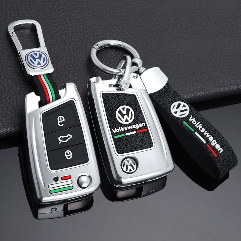 Zinc Alloy Silica gel Car Flip Key Case Full Cover Fob Shell For VW Volkswagen Golf 7 MK7 Tiguan MK2 Auto Keychain Accessories Gj8