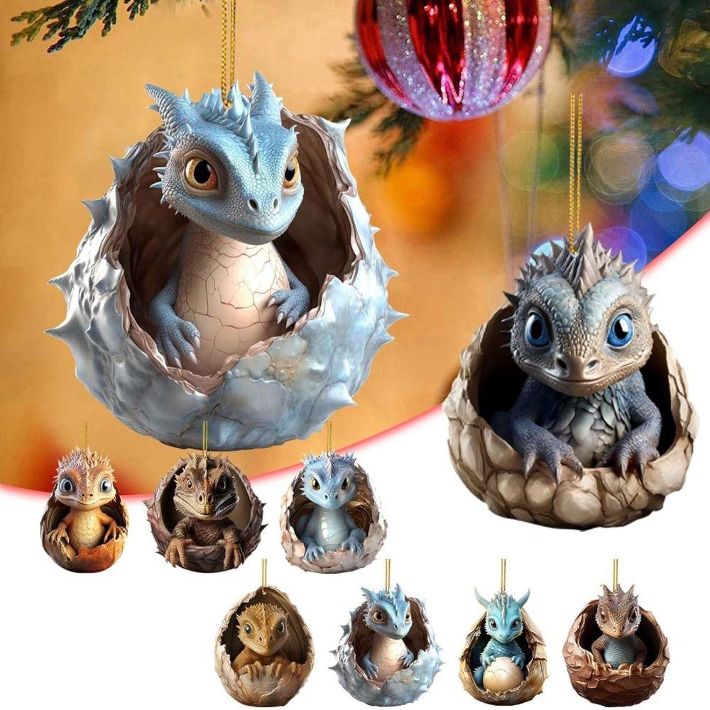 2D Christmas Dragon Pendant Dragon Egg Acrylic Dragon Pendant Dragon Baby Egg Ornament  Home