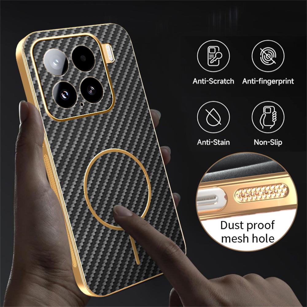 For Xiaomi 15 Phone Case Carbon Fiber Textured Electroplated TPU Back Cover