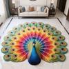 3D Peacock Pattern Plush Rug Non-Slip Backing Easy To Clean Various