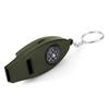 Multifunction 4 in 1 Safety Whistle Compass Thermometer Magnifier with Keychain Outdoor Travel Emergency Survival Kits