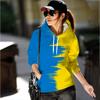 2022 New Oversize Hoodies Blue Yellow Ukraine Flag Women Pulovers Hip Hop Hooded Loose Hoodie Women Sweatshirts Female Tops