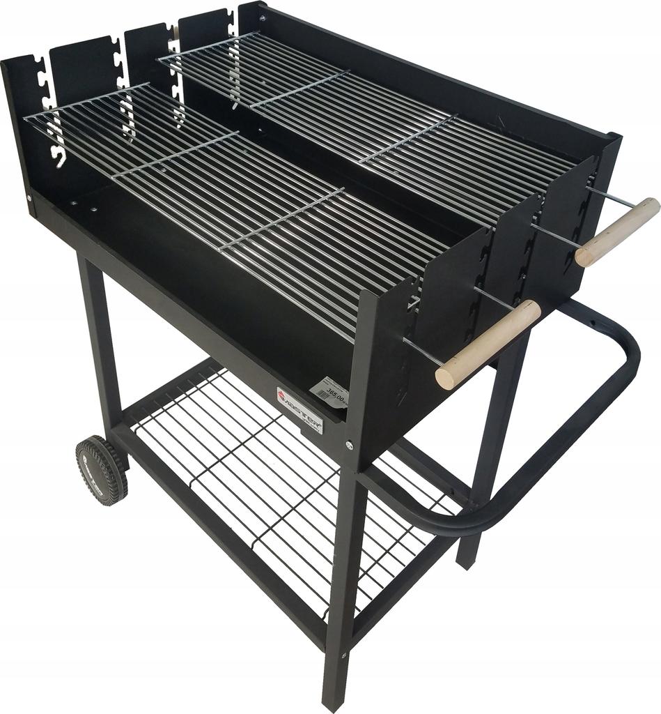 Professional charcoal grill with a shelf on wheels, 95 x 75.5 cm