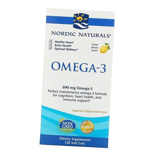 Очищенный рыбий жир, Омега 3, Omega-3, Nordic Naturals  60гелкапс Лимон (67352015)