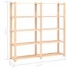 5 Shelf Storage Rack 170 * 38 * 170 cm Solid Pine Wood 500 kg Capacity