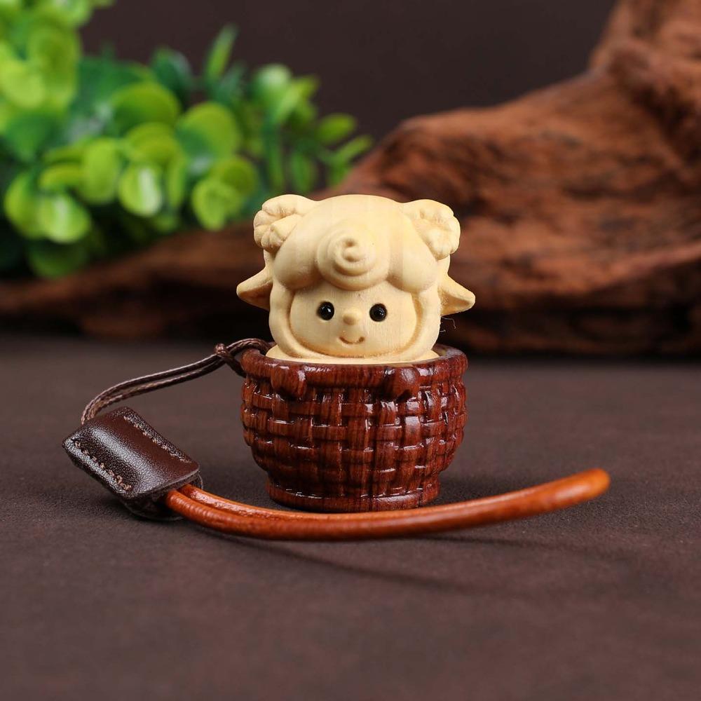 Wooden Wood Carving Charm Handmade Fidget Key Ring Bag Pendant Cat Paw Clicker Car Key