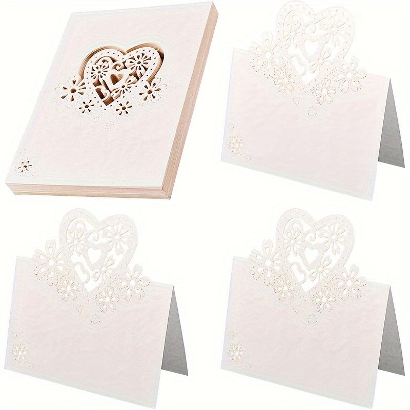 Wedding Name Place Cards 20 Pcs White Heart Cutout Table Seating Cards for Wedding Party Decoration