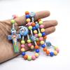 Funny Kids' Rosary Necklace Colorful Bead Crucifix Pendant Chain Children Rosary Necklace  Children