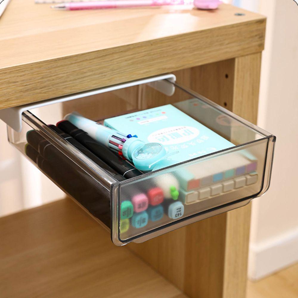 Большая вместимость ящика под столом прозрачный скрытый ящик органайзер для косметики и канцелярских принадлежностей