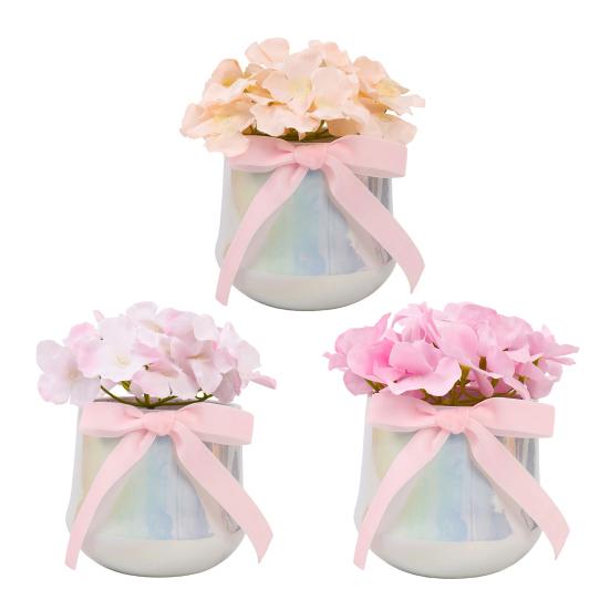 Искусственный цветок в керамической вазе с шелковым бантом Мягкая реалистичная композиция из искусственных цветов Декор для дома, рабочего стола, столешницы