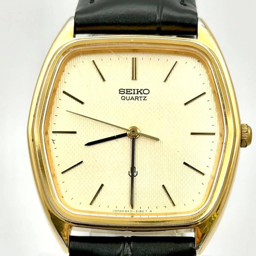[New Battery] SEIKO Men's Watch Gold Hexagonal 6431-5100 1D0816 New Belt