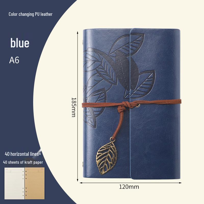 Retro Leaf Ring-Bound Travel Journal Notebook